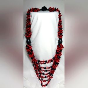 SAJEN 925 Natural Beaded Necklace Corals Knotted 8 strings